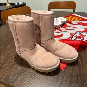 UGG Women's Classic Short II boots in seashell pink suede and sheepskin